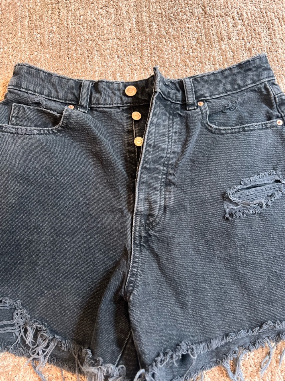 Zara Women’s Black Jean Shorts Distressed Festival Western High Rise 8 - Picture 2 of 8